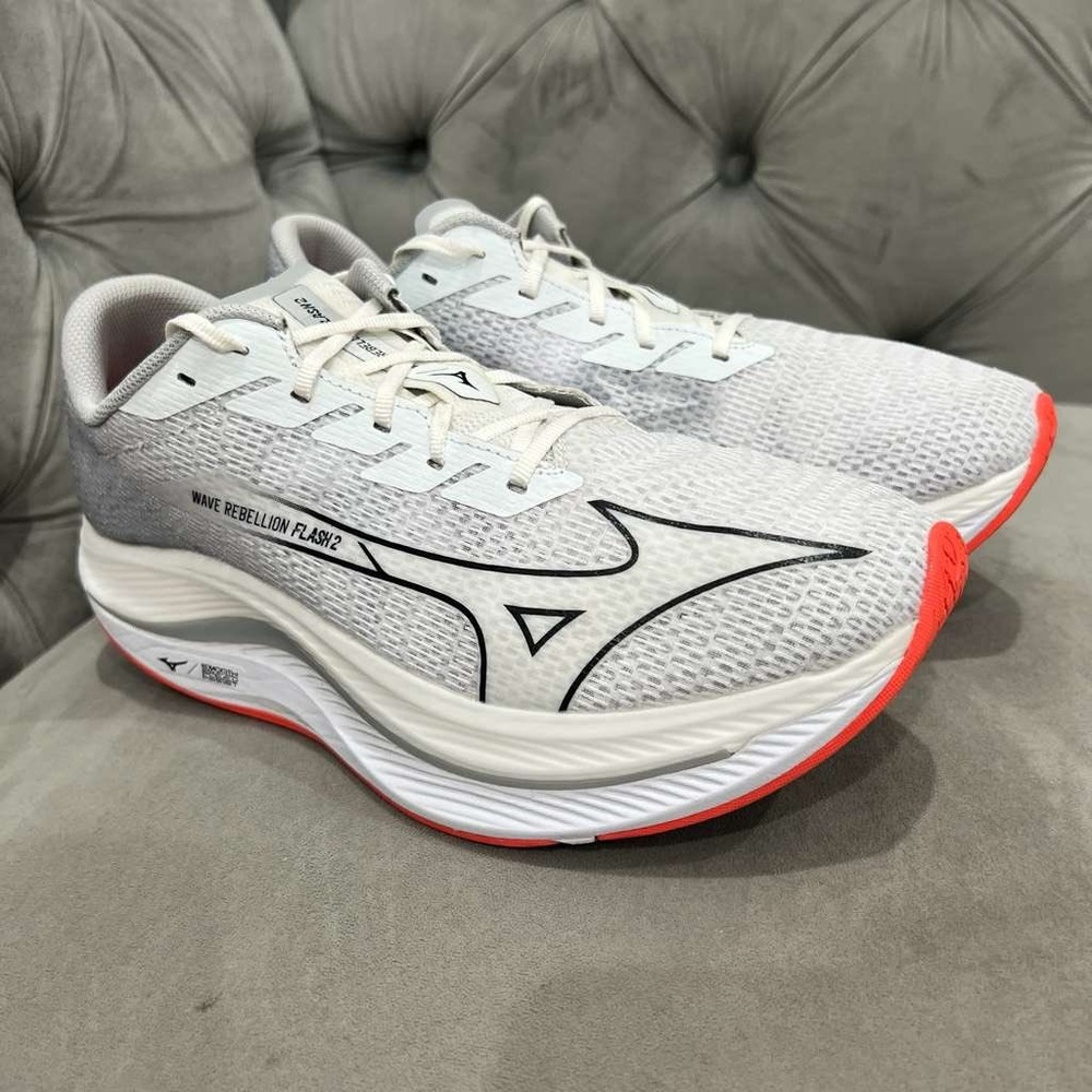 Mizuno Wave Rebellion Flash 2 Running Shoe Men 11.5 White Harbor Mist Athletic - Picture 5 of 14